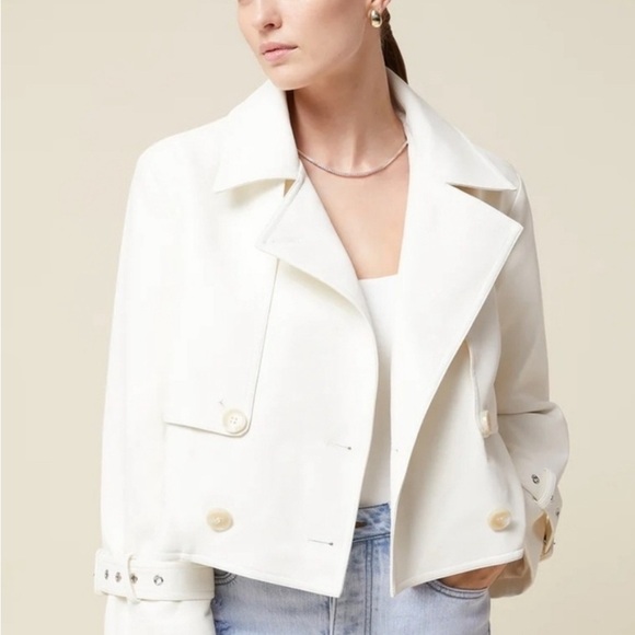Rachel Parcell Women’s Vegan Leather Jacket, White, Sz Small - Picture 1 of 6